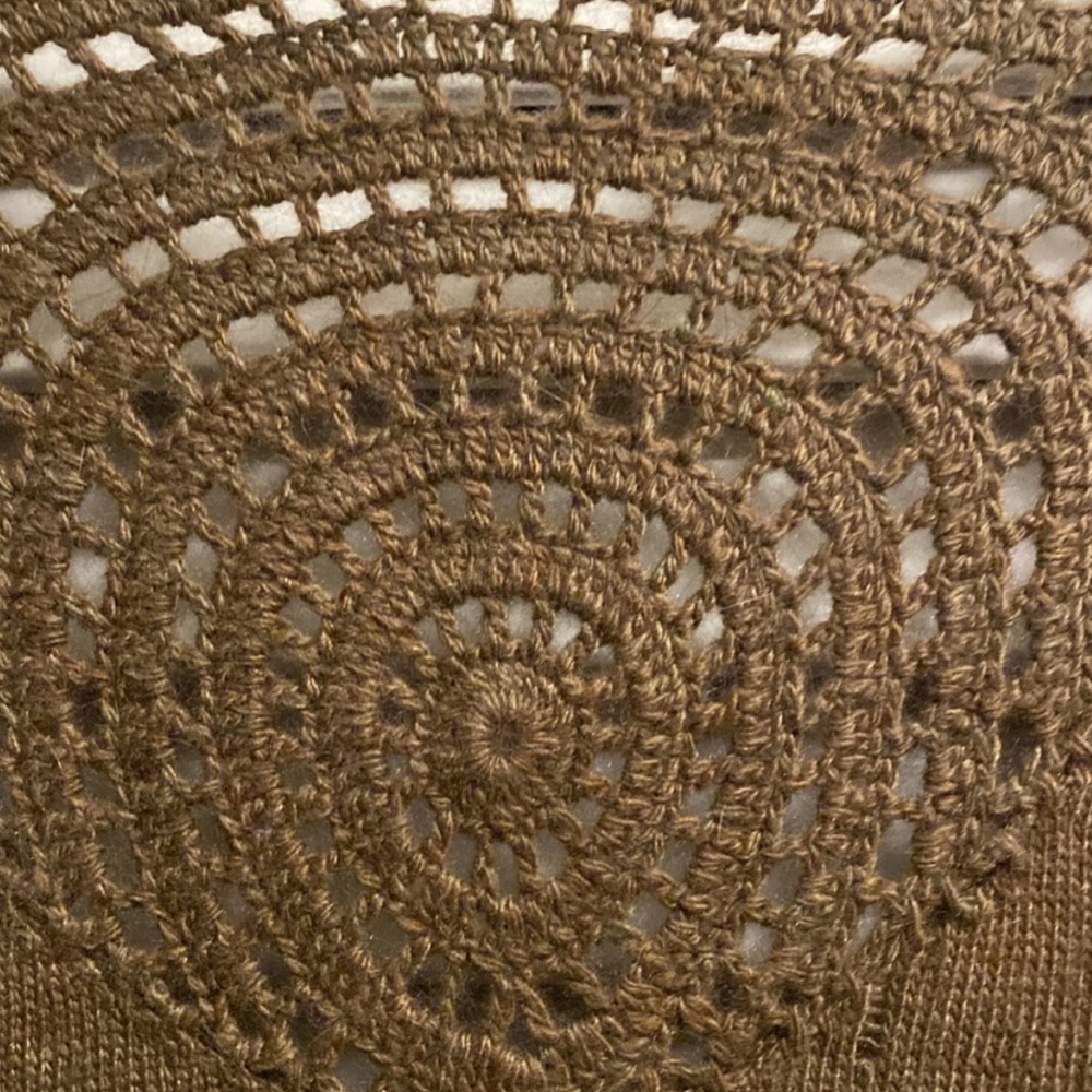 Vertigo Paris $160 NWT Angora Sleeveless Crochet Sweater Vest Tunic Olive Tan M - Picture 7 of 13